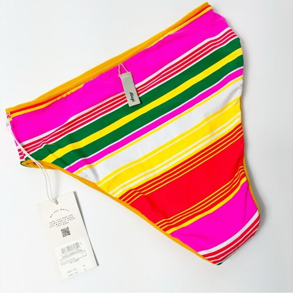 MAAJI WOMEN STANDARD HIGH RISE REVERSIBLE YELLOW STRIPED COLORFUL BOTTOM  LARGE - Picture 2 of 9